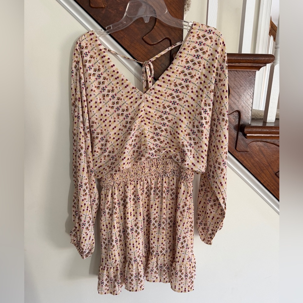 Heyson Cream Floral Smocked Waist Dress- Like New Size Small